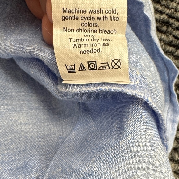 J. Crew Factory Blue Linen Blend Embroidered Sleeveless Blouse - Picture 11 of 11